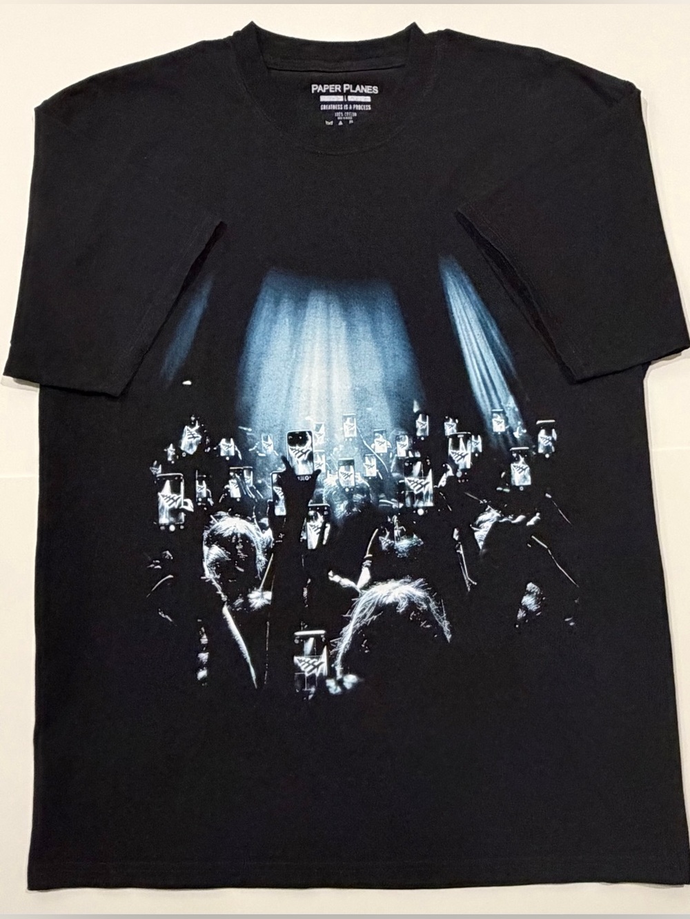 Paper Planes Black Graphic T-Shirt Men’s Large Front & Back Print